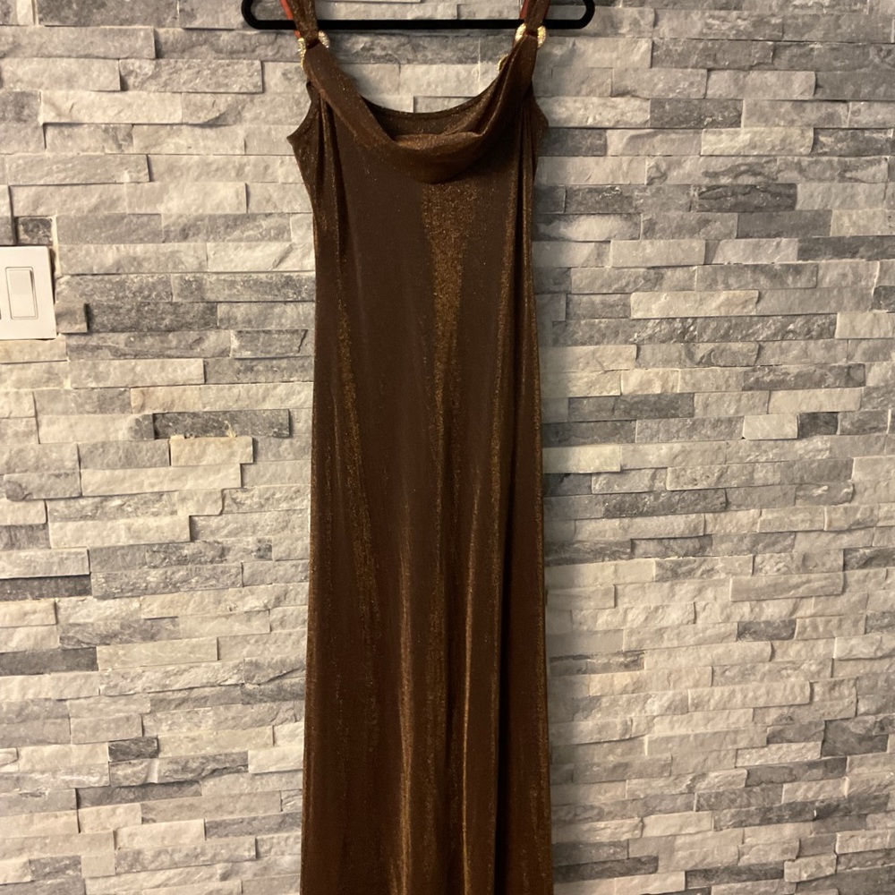 Alex Evenings Shimmering Brown Maxi Dress